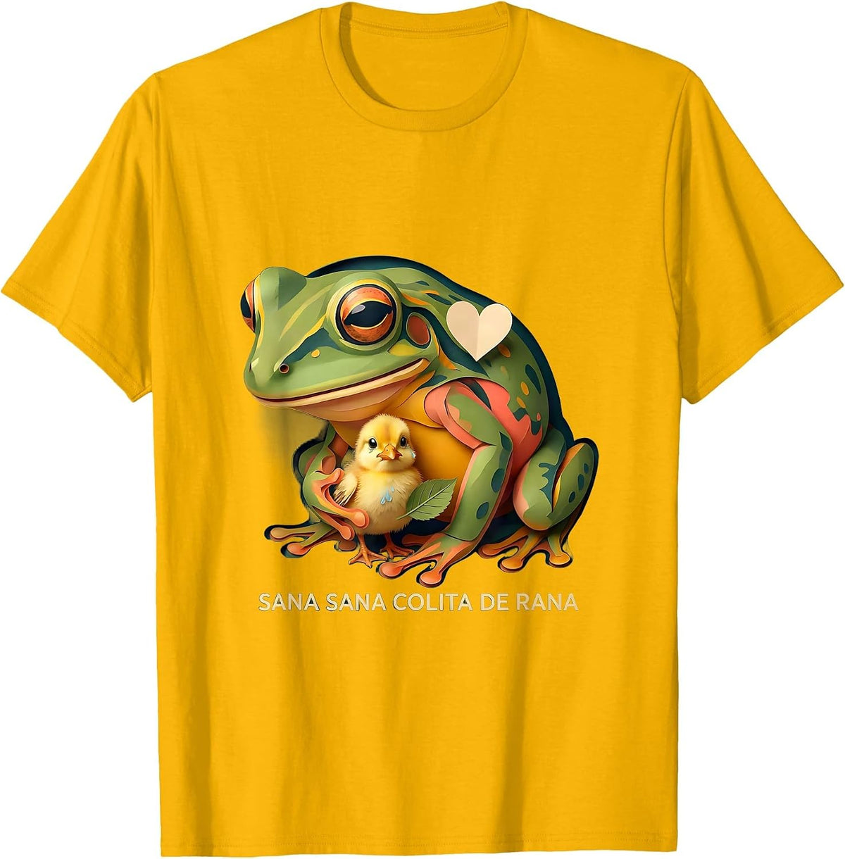 Men's Sana Sana Colita De Rana Cute Mexican Nurse Spanish Playera T-Shirt - Golden Yellow
