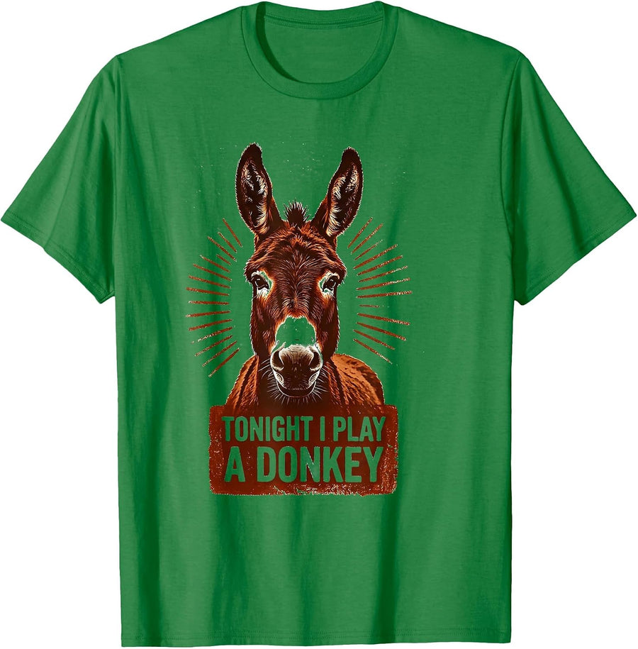Men's Tonight I Play A Donkey Funny Donkey Lover Halloween Novelty T-Shirt - Kelly Green