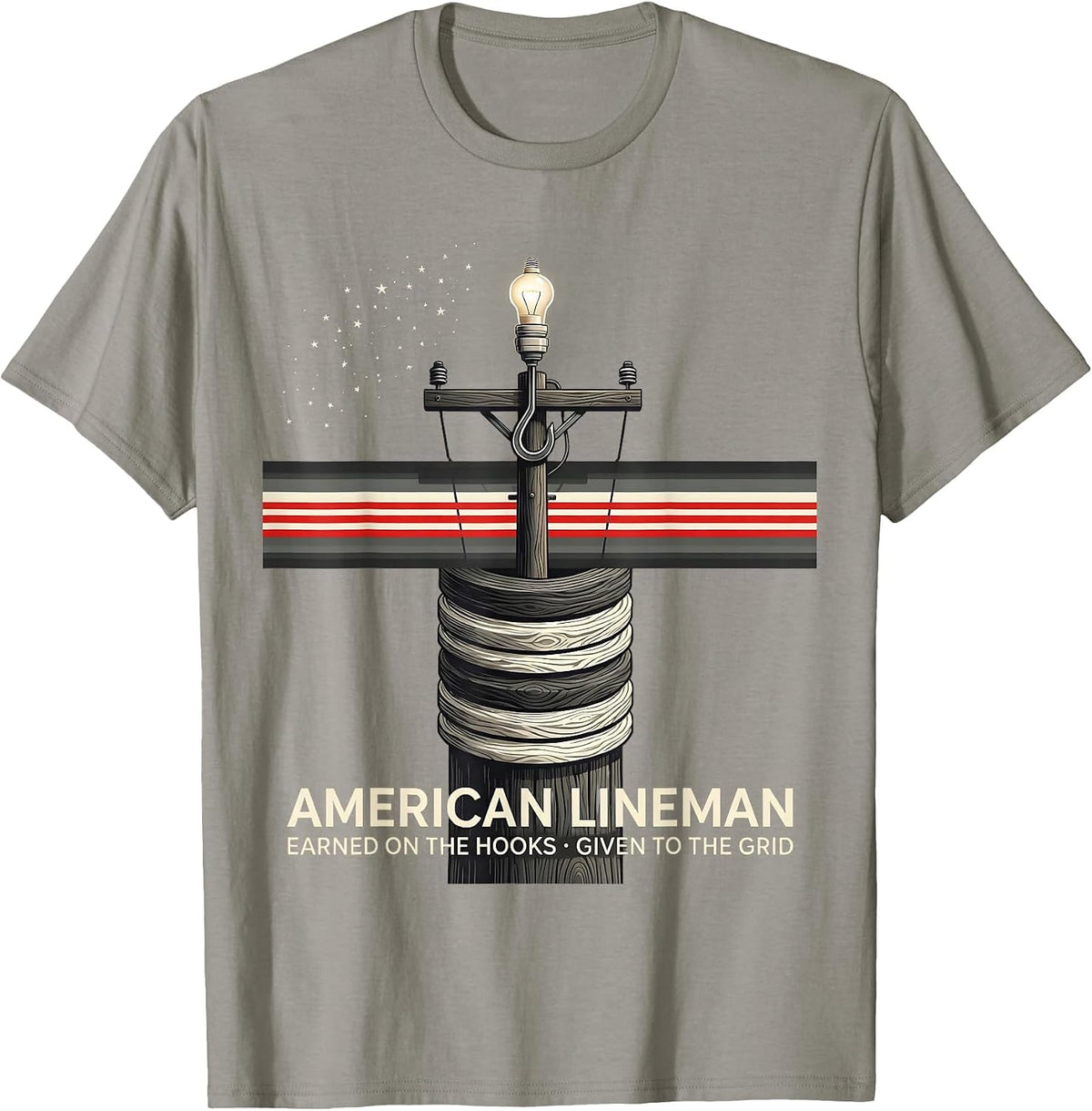 Men's American Lineman: Earned On The Hooks, Given To The Grid T-Shirt - Slate Grey