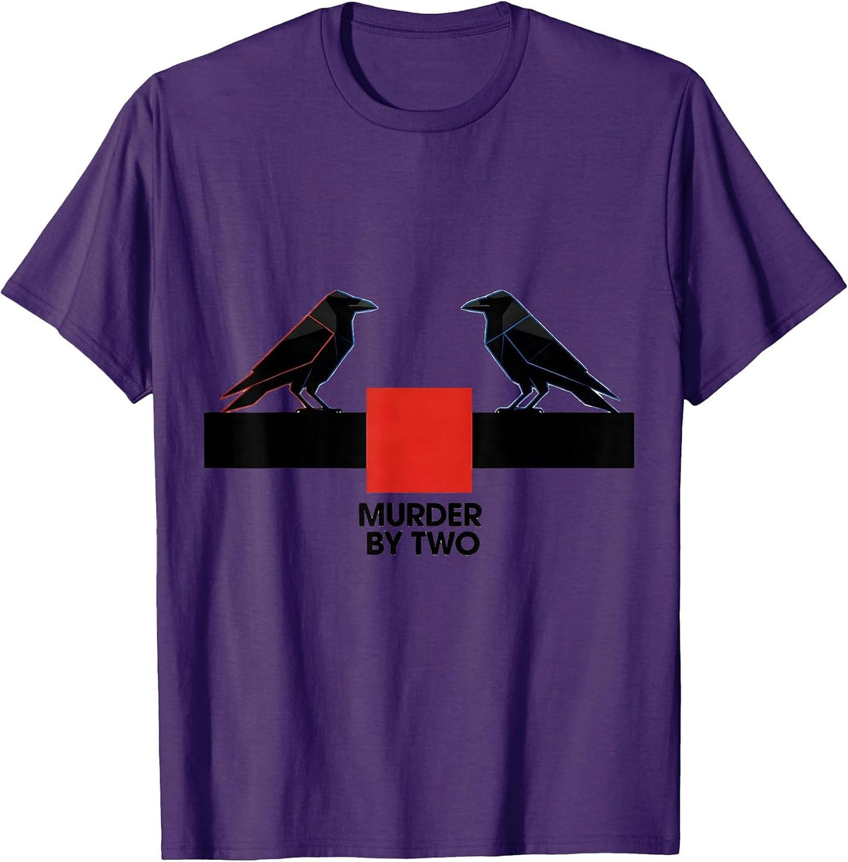 Murder By Two Bauhaus Modernist Crow Humor Literary Pun T-Shirt - Purple