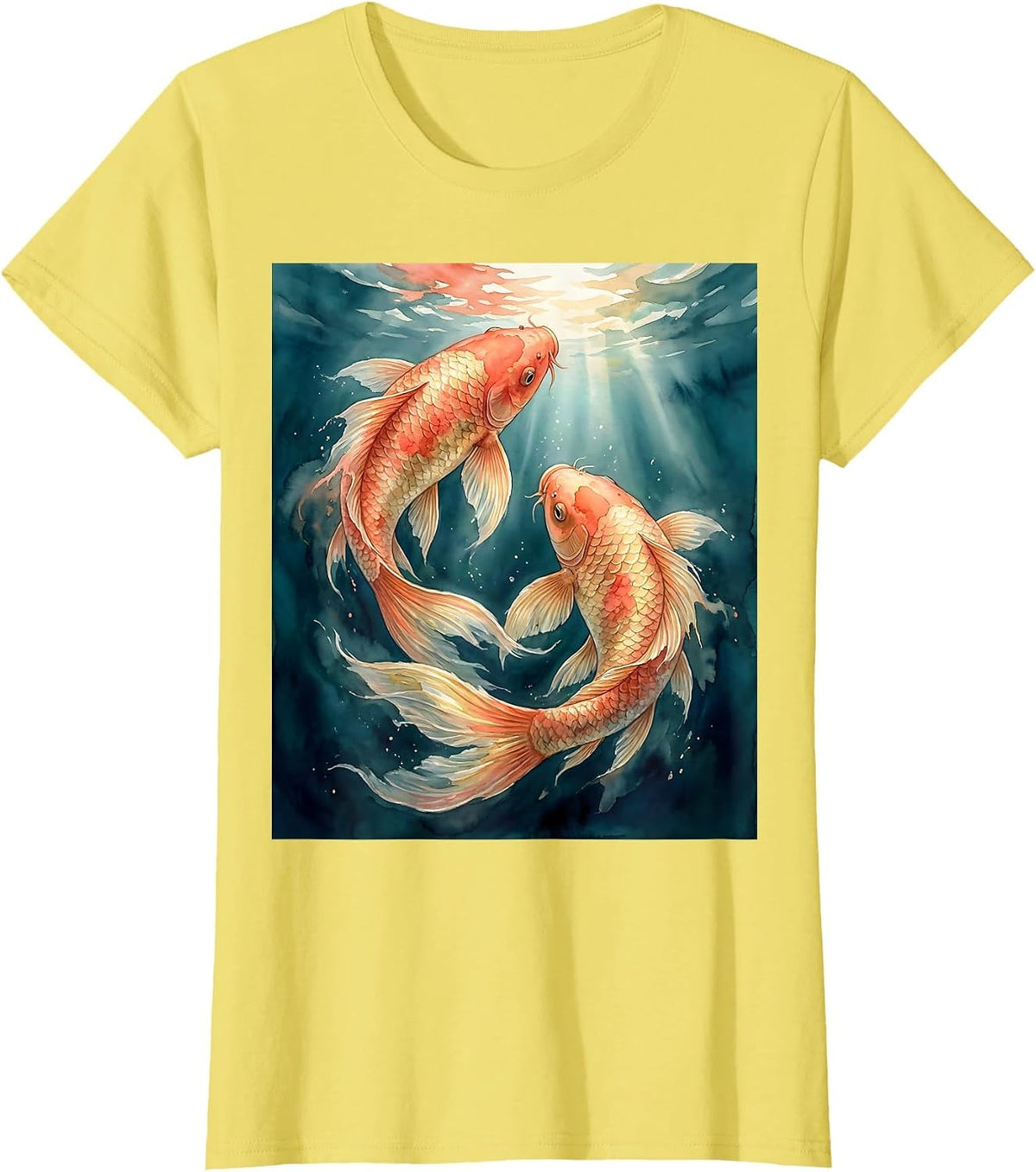 Koi Fish Rising Suicide Awareness Graphic T-Shirt - Lemon Yellow
