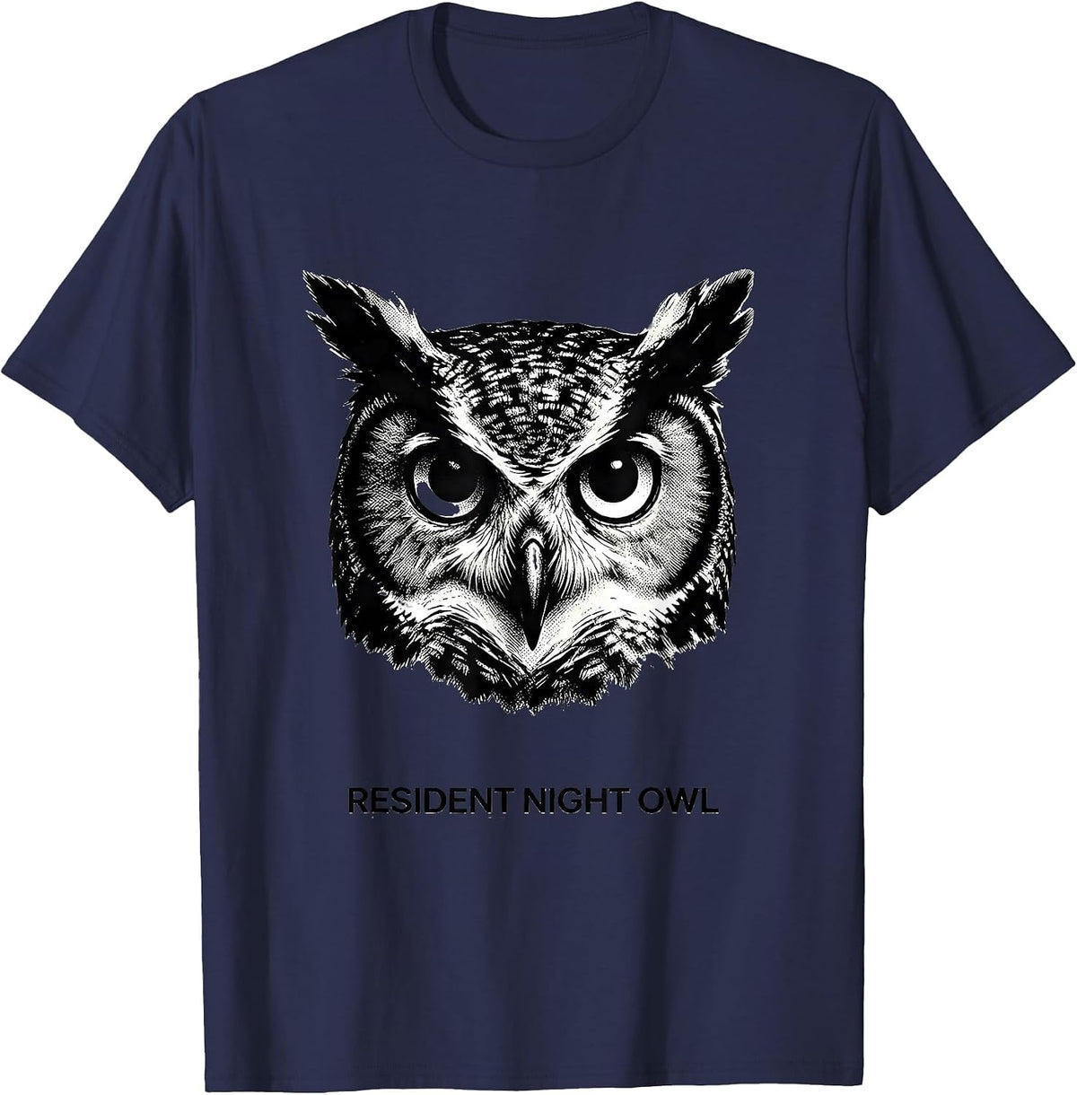 Men's Resident Night Owl Funny Owl Lover Bird Humor Graphic T-Shirt - Navy Blue