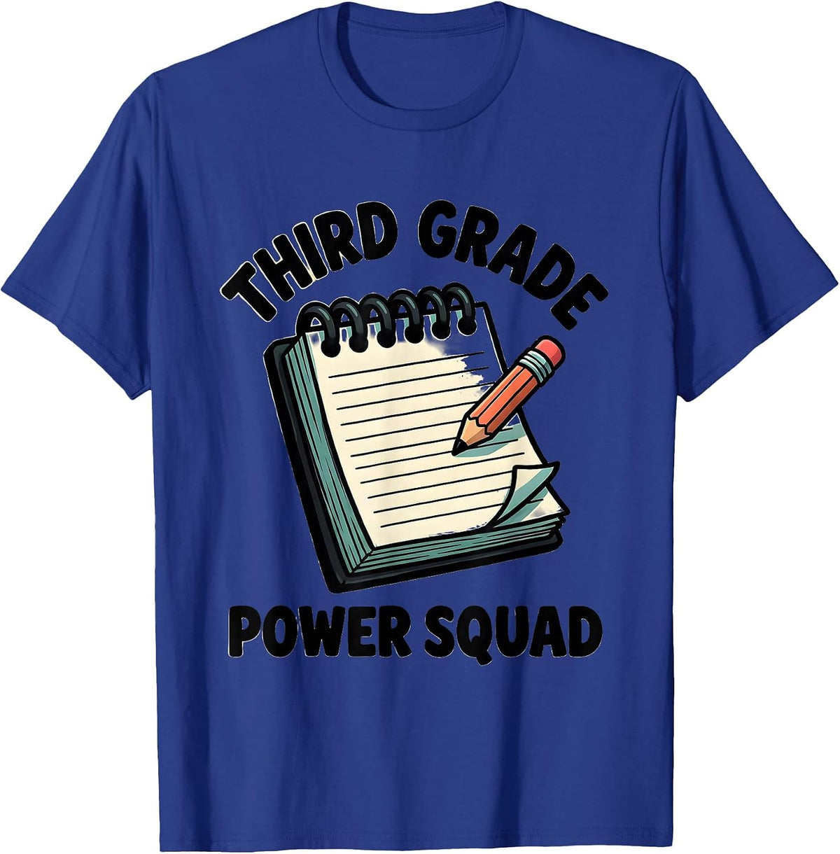 Men's Third Grade Power Squad Cartoon Teacher Back to School Team T-Shirt - Royal Blue