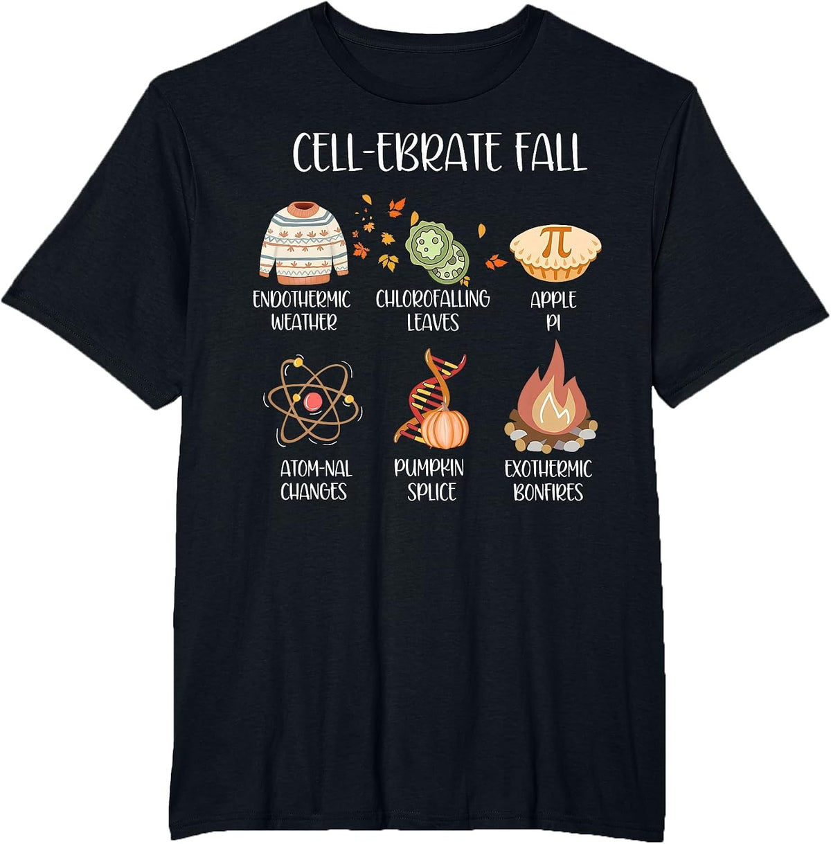 Cel-ebrate Fall Funny Science Teacher Fall Autumn Pumpkin T-Shirt - Black
