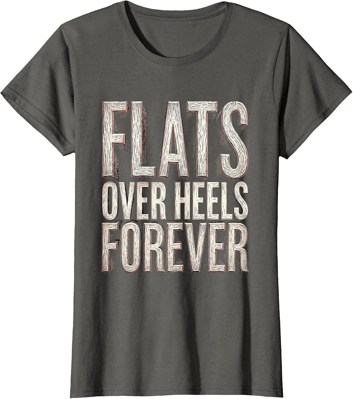 Women's Flats Over Heels Forever Ballet Flat Fashion T-Shirt - Asphalt Grey