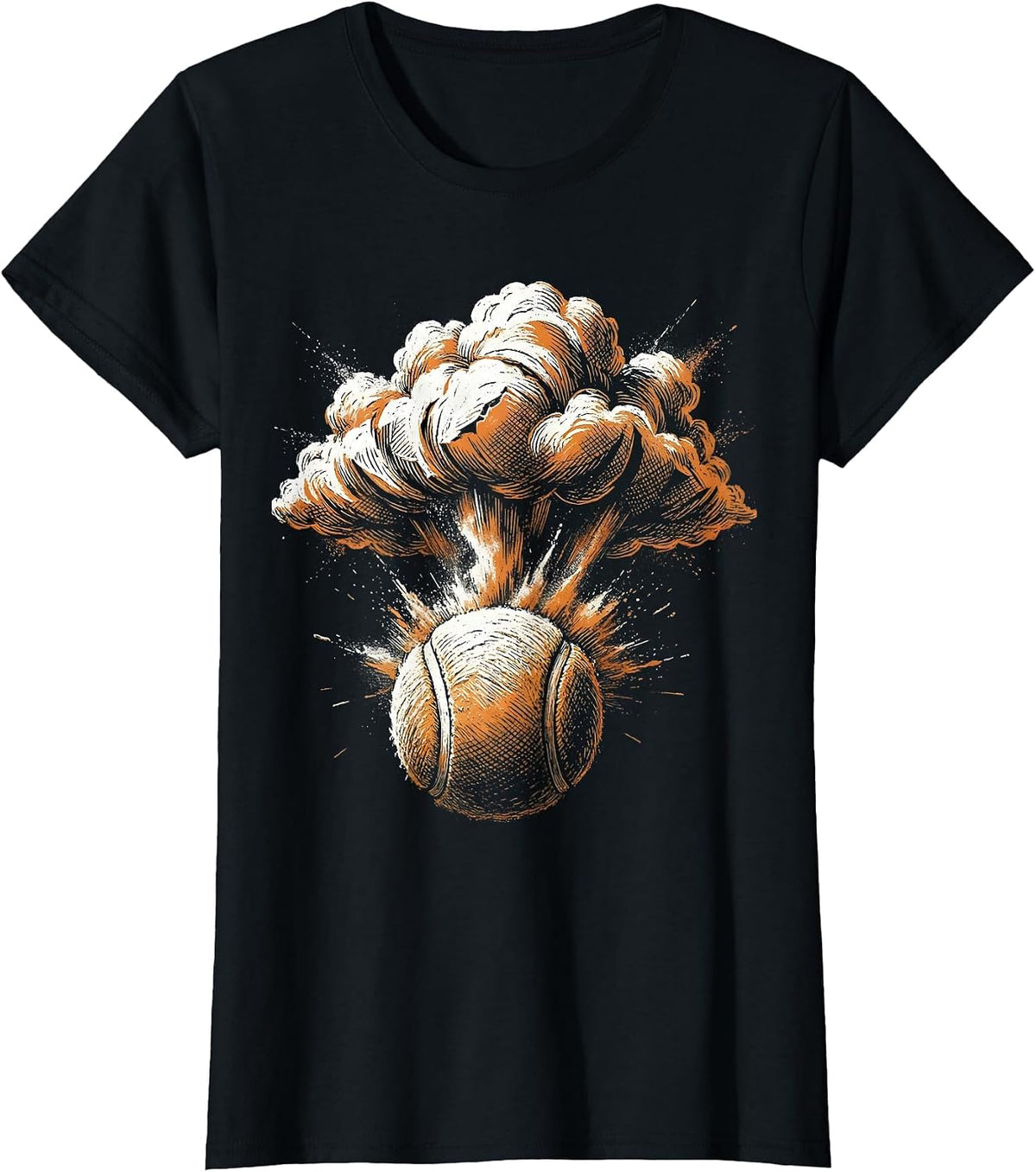 Tennis Ball Chalk Dust Explosion Graphic Tee T-Shirt - Black
