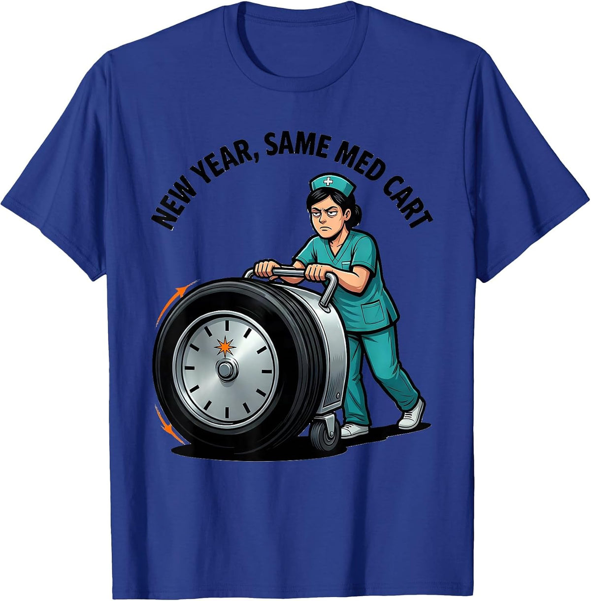 Men's New Year, Same Med Cart Funny Nurse Crew Holiday Party T-Shirt - Royal Blue