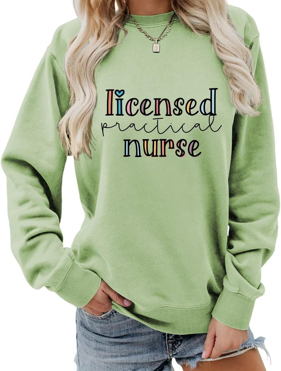 Licensed Practical Nurse Sweatshirt Women Retro LPN Nurse Graphic Crewneck Sweater Graduate Nursing School Shirt - Olive