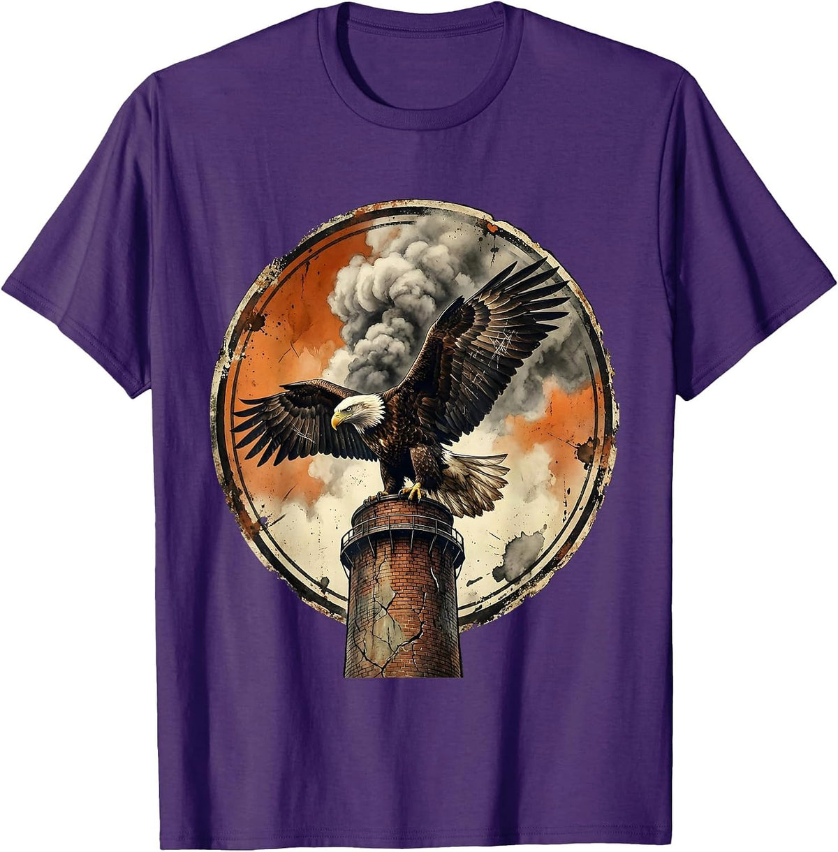 Milwaukee Bald Eagle Industrial Smokestack Design T-Shirt - Purple