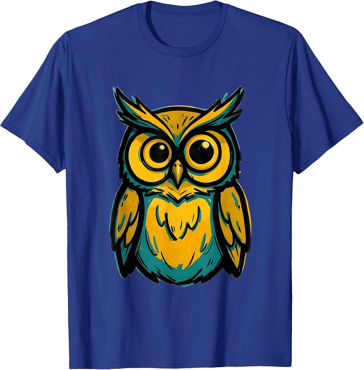 Men's Squat Owl Vintage Bird Lover Humor Graphic T-Shirt - Royal Blue