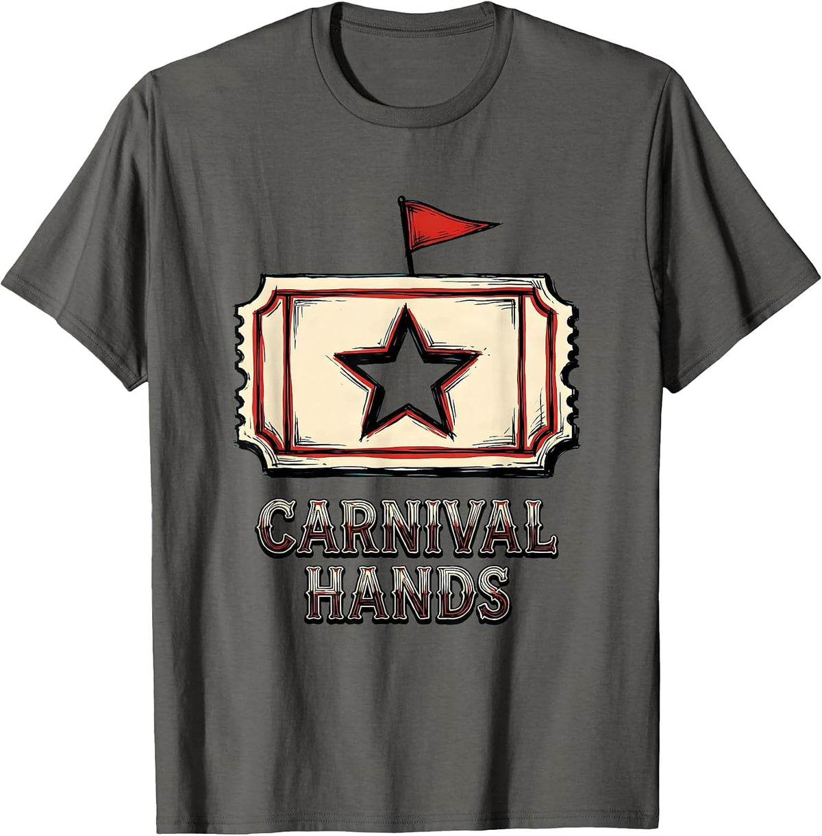 Men's Carnival Hands Sign Painter Showcard Circus Crew Birthday T-Shirt - Asphalt Grey