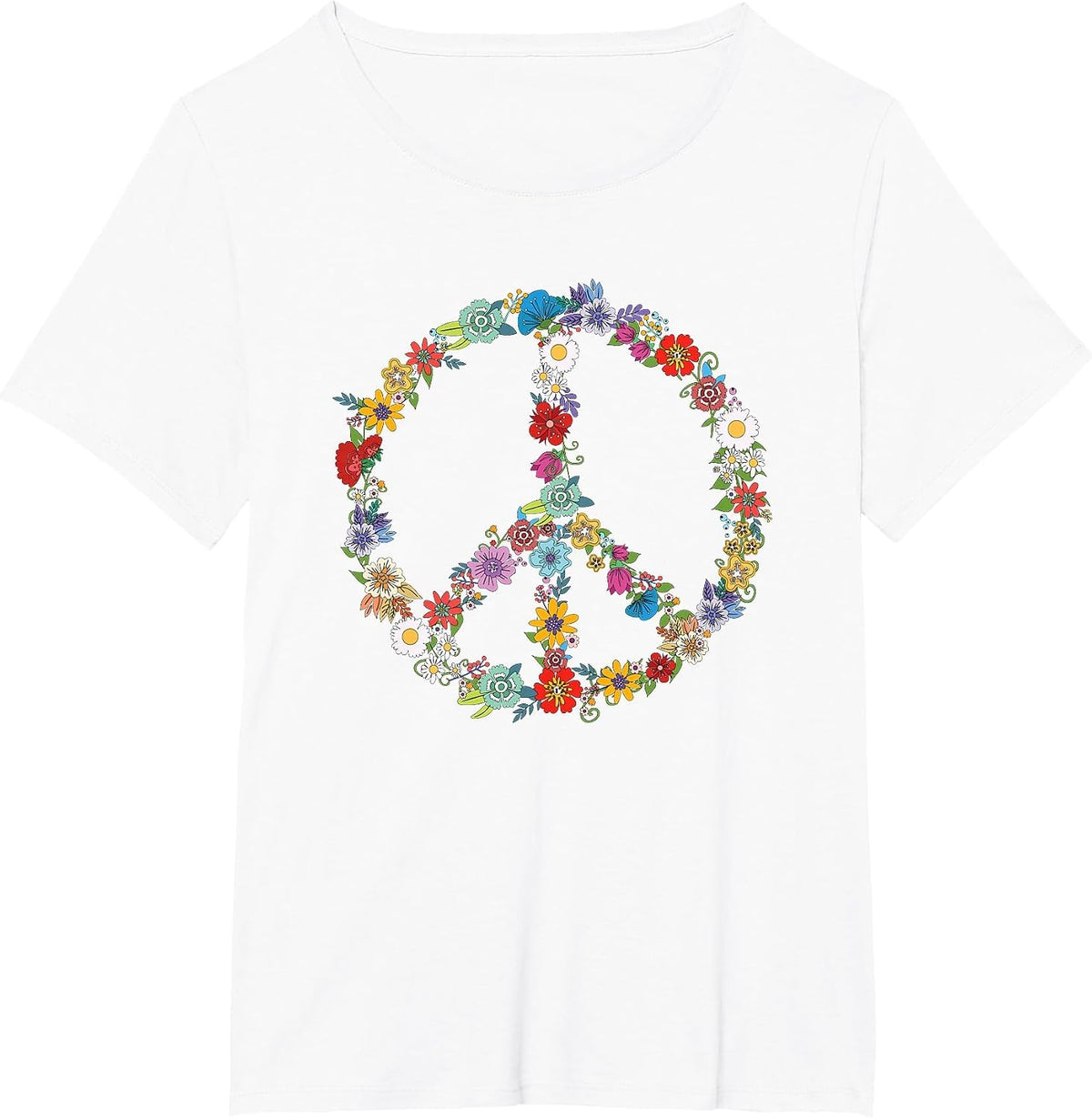 Love and Peace Flower Sign Hippie Lover Beautiful Cute Funny T-Shirt - White