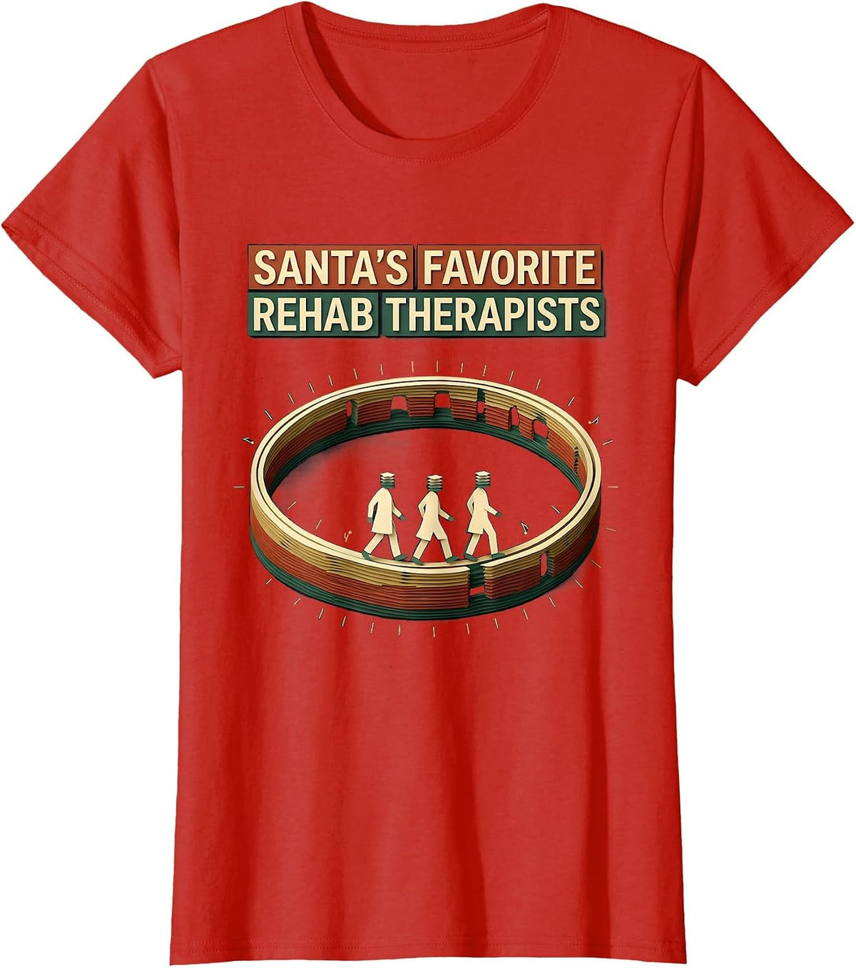 Santa's Favorite Rehab Therapists Funny Physical Therapy T-Shirt - Red