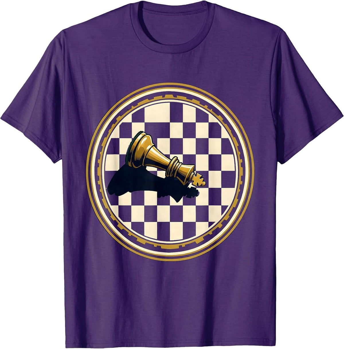 Tipped Chess King Fallen Piece Graphic Design T-Shirt - Purple