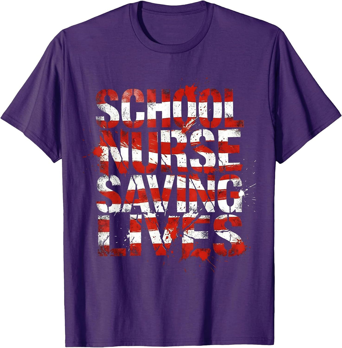 School Nurse Saving Lives Graphic Design T-Shirt - Purple