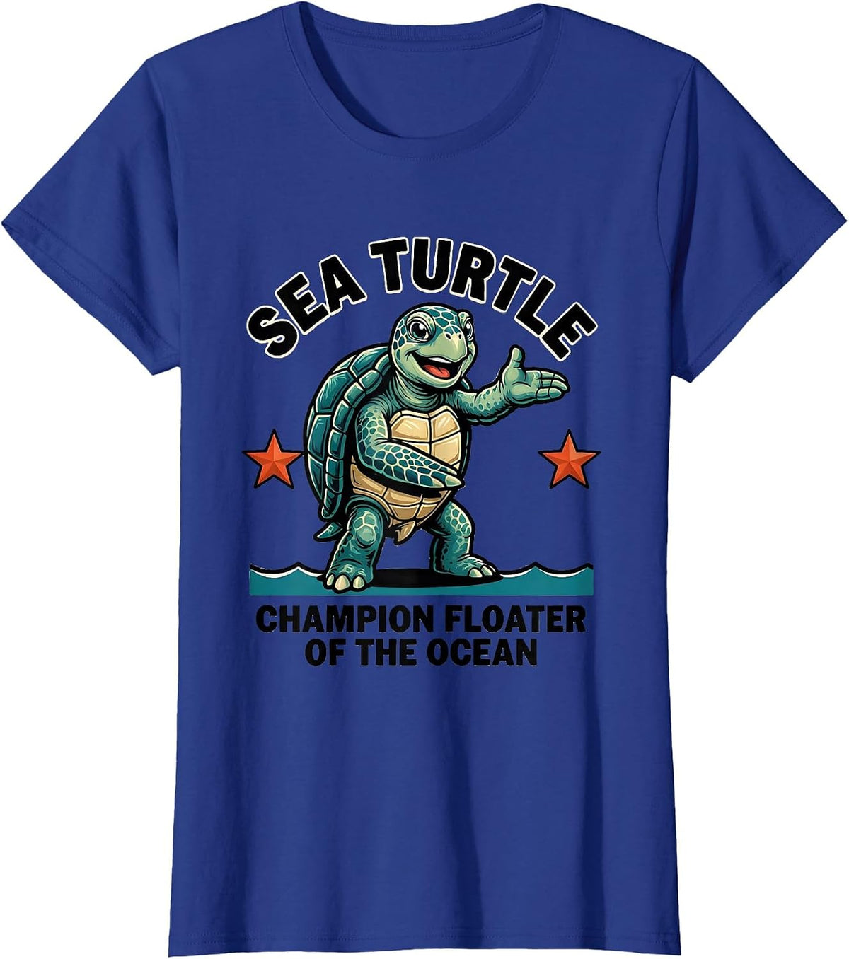 Women's Sea Turtle: Champion Floater of the Ocean Funny T-Shirt - Royal Blue