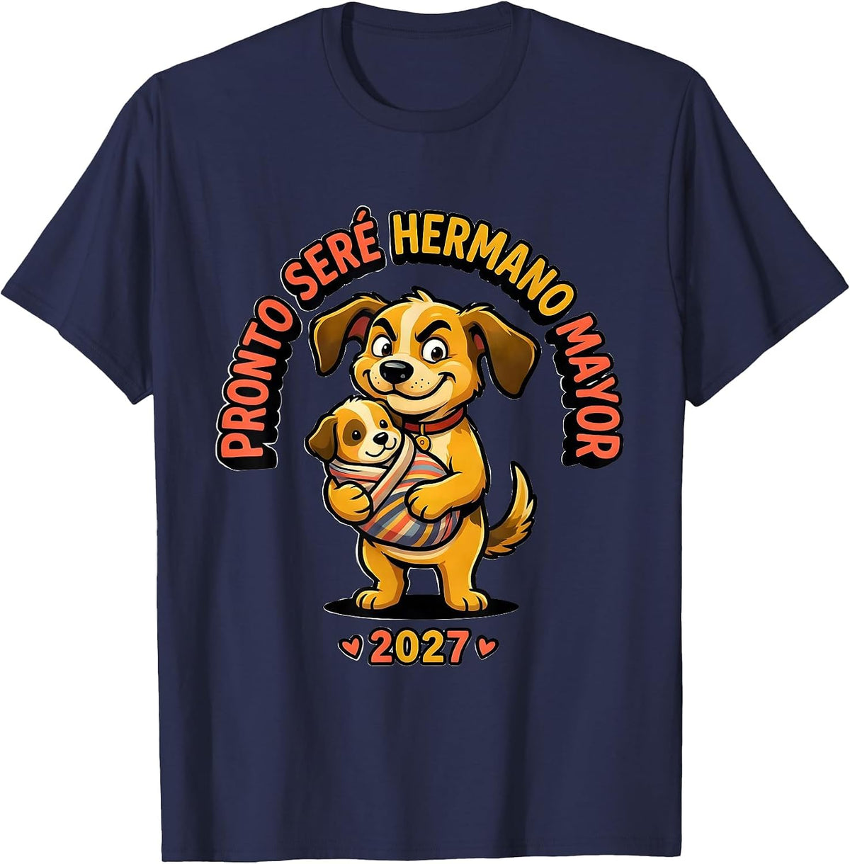 Men's Pronto Seré Hermano Mayor 2027 Cartoon Big Brother Spanish T-Shirt - Navy Blue
