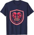 Pink Ribbon Boxing Gloves Breast Cancer Awareness T-Shirt - Navy Blue