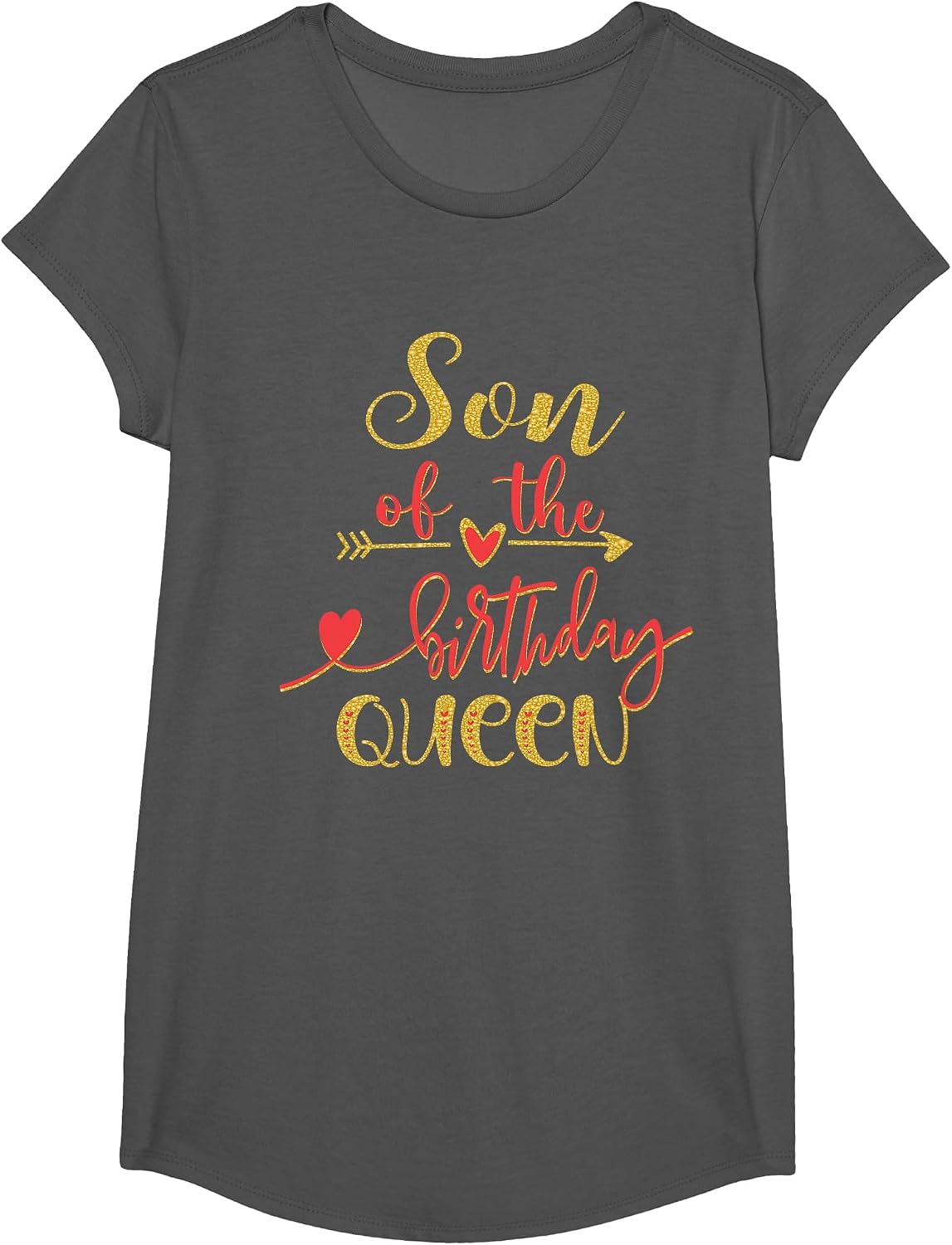 Son of The Birthday Queen Mommy Bday Idea for Her T-Shirt - Girls Asphalt Grey