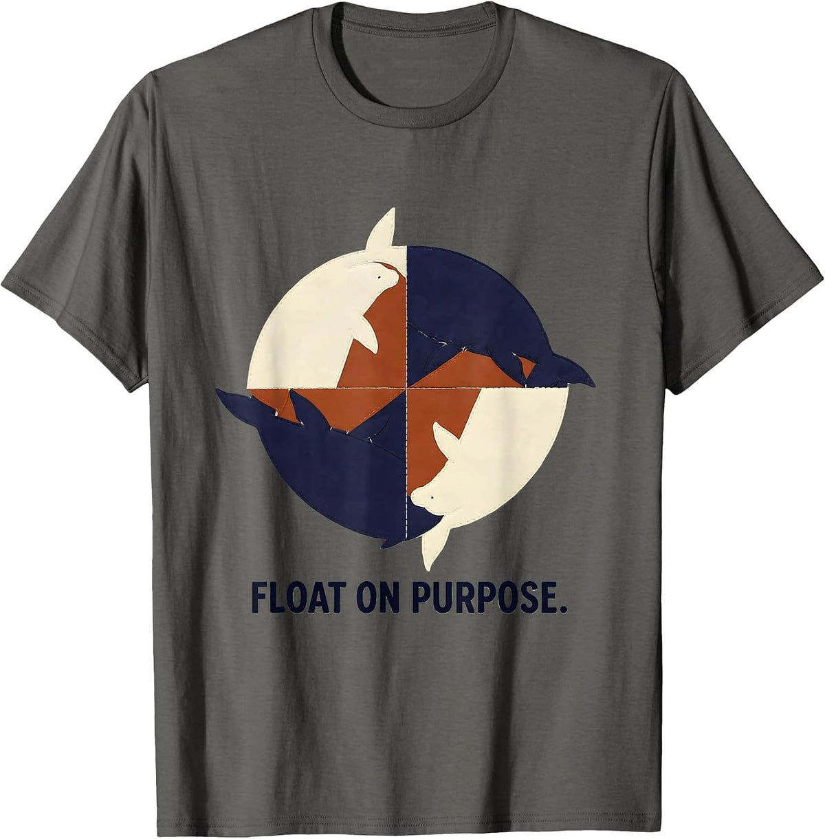 Men's Float On Purpose Quilt Block Manatee Lover Sea Cow Humor T-Shirt - Asphalt Grey