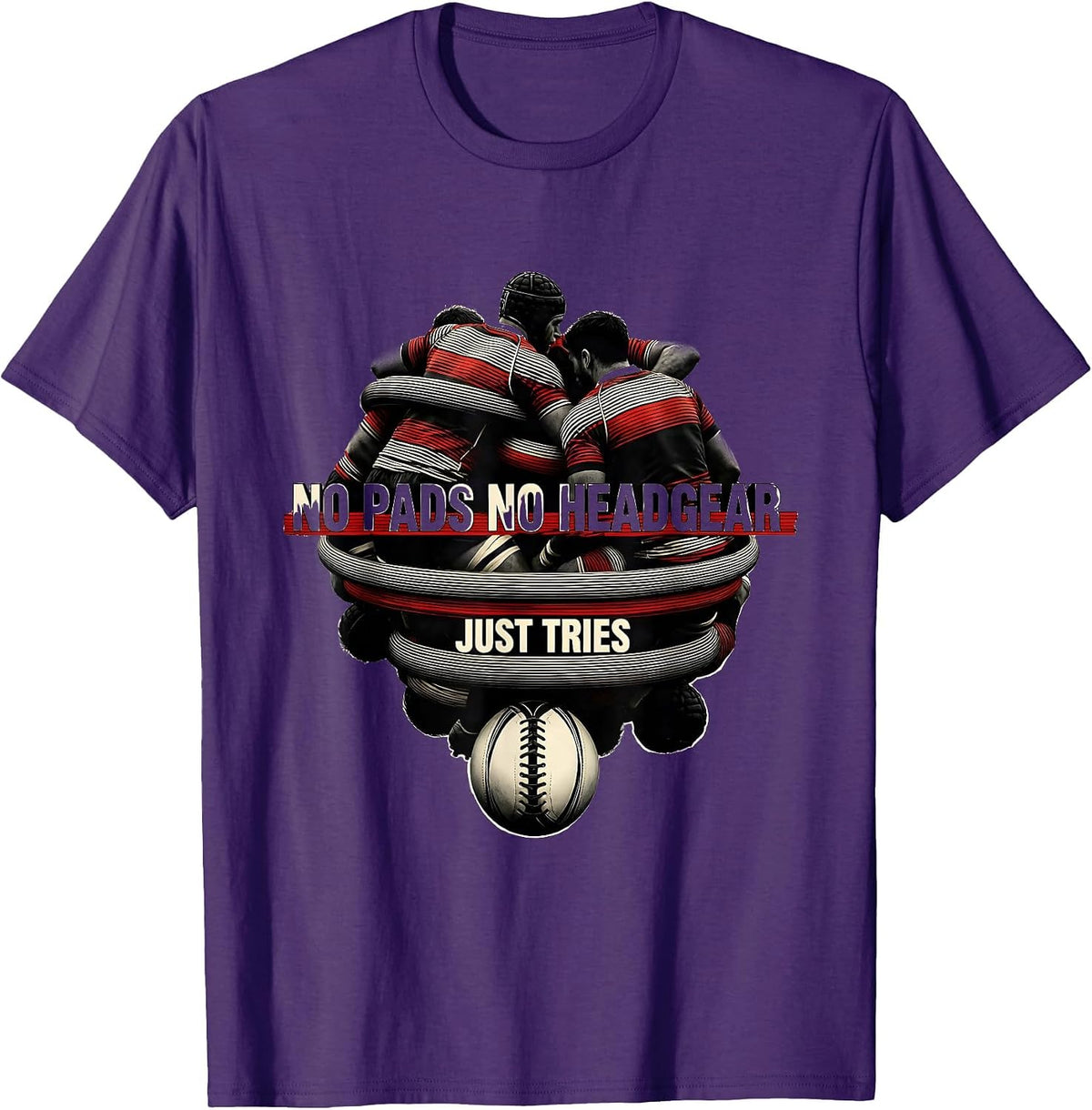 Men's No Pads No Headgear Just Tries Funny Rugby Player Coach Gift T-Shirt - Purple