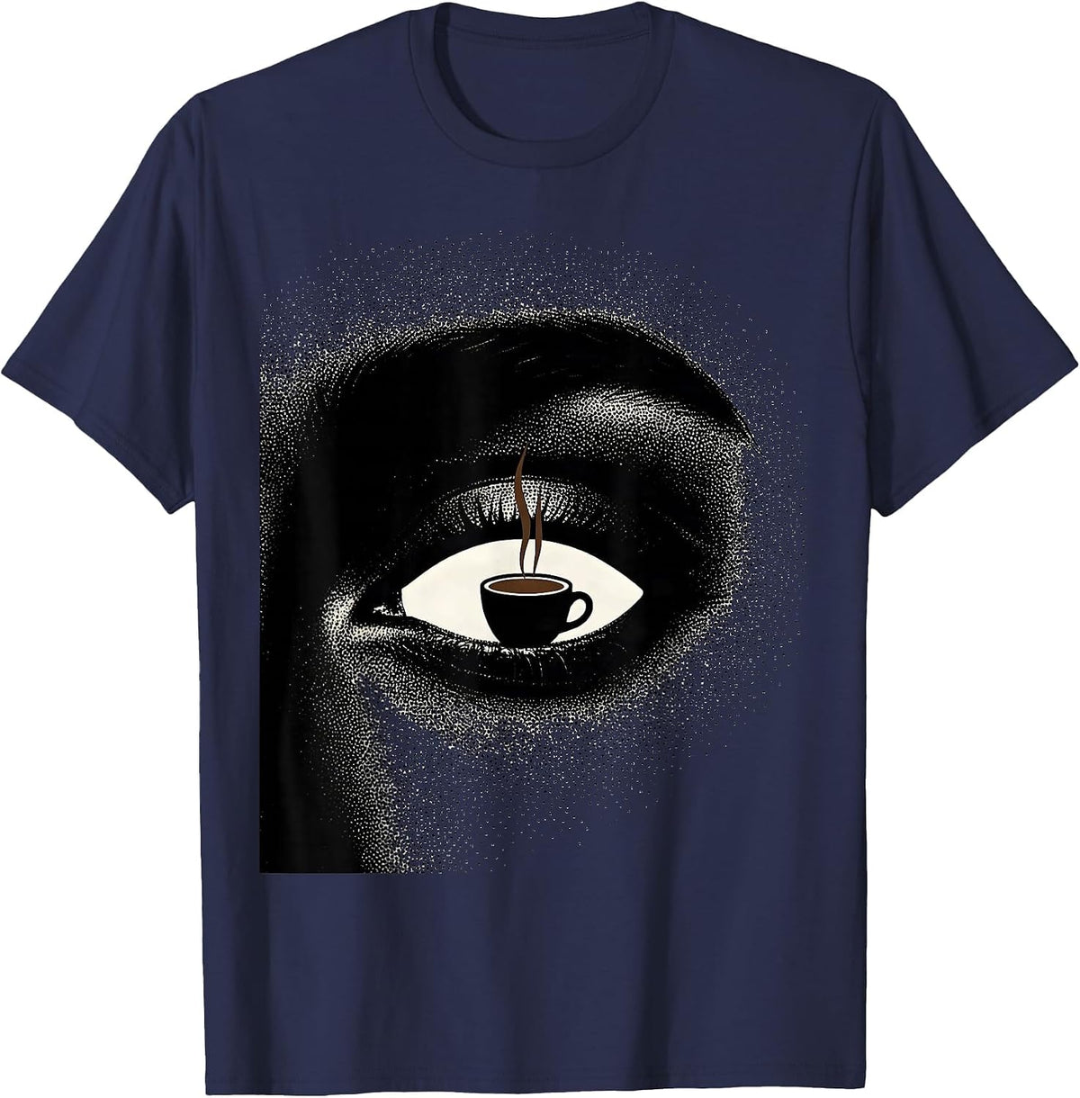 Closed Eye Coffee Dark Humor Gothic Raven Gift T-Shirt - Navy Blue