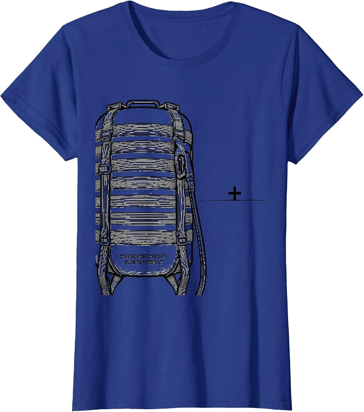 Women's Medicine Moves When I Move Patriotic Semi Truck Driver T-Shirt - Royal Blue