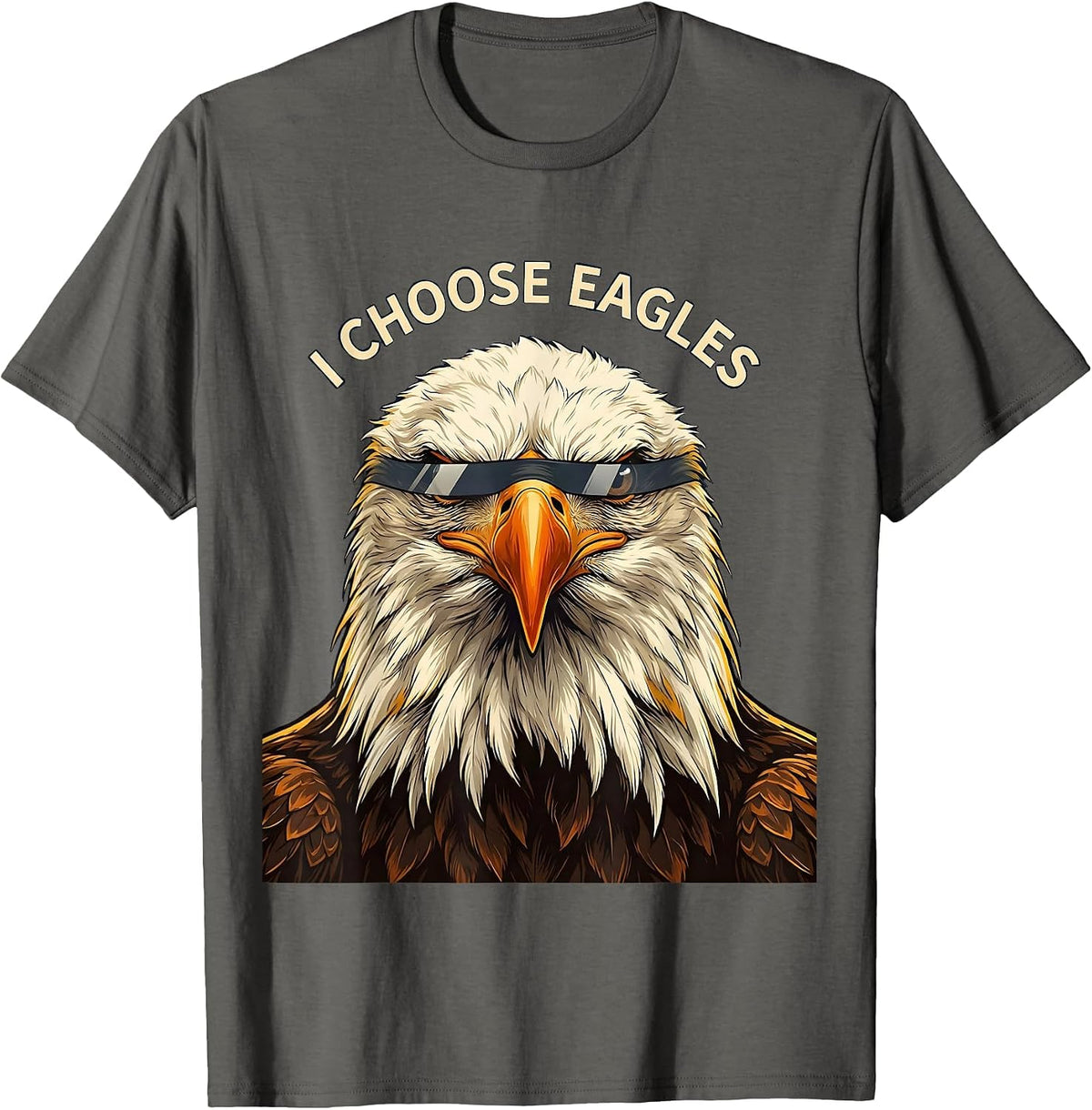 I Choose Eagles Funny Bald Eagle Sunglasses Bird Lover Humor T-Shirt - Asphalt Grey