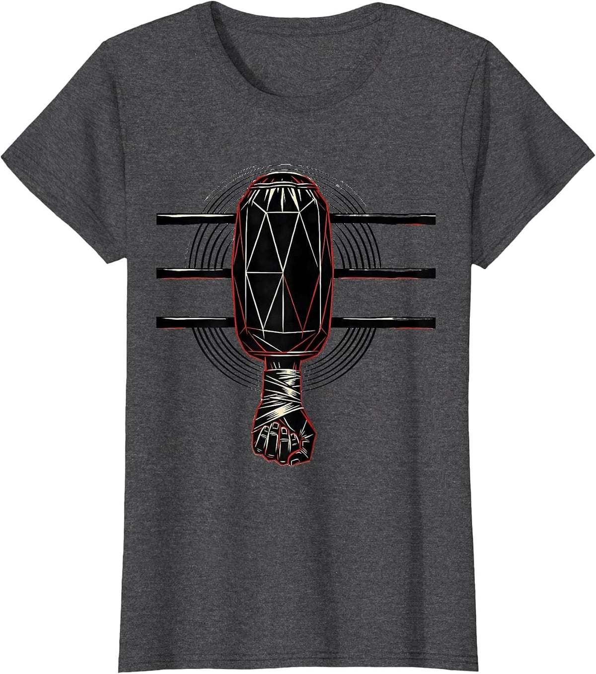 Women's Geometric Double-End Boxing Bag Boxer Pride Gift T-Shirt - Dark Heather Grey
