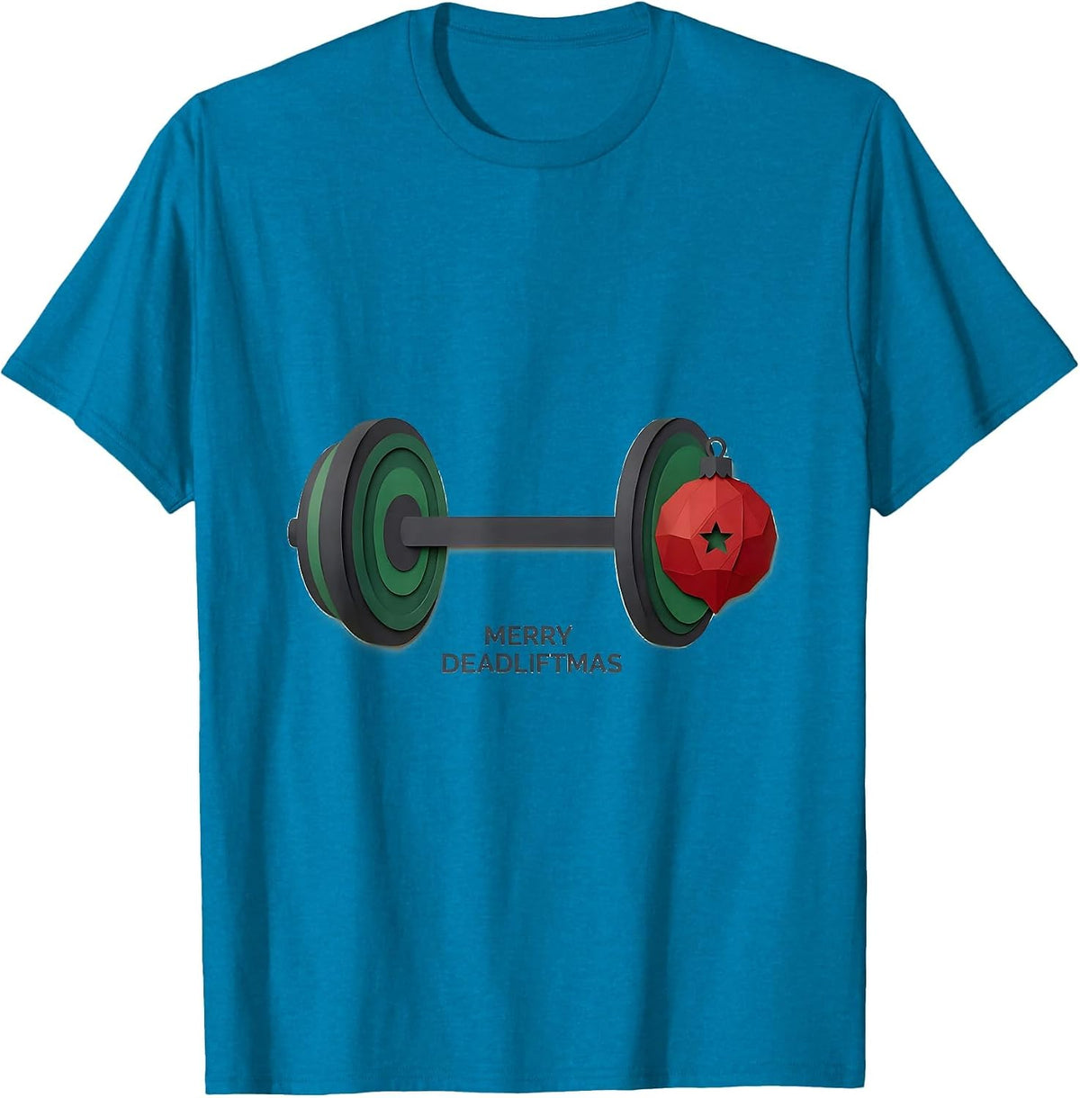 Merry Deadliftmas Funny Christmas Gym Weightlifting Workout T-Shirt - Sapphire Blue