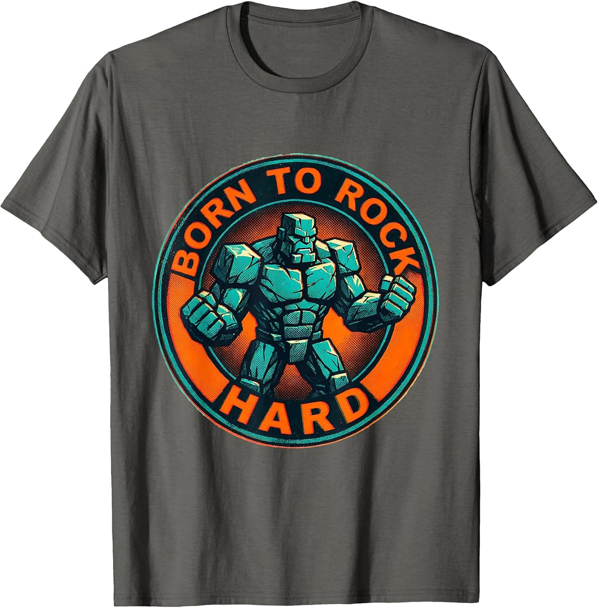 Born to Rock Hard Mens Rock Music Design T-Shirt - Asphalt Grey