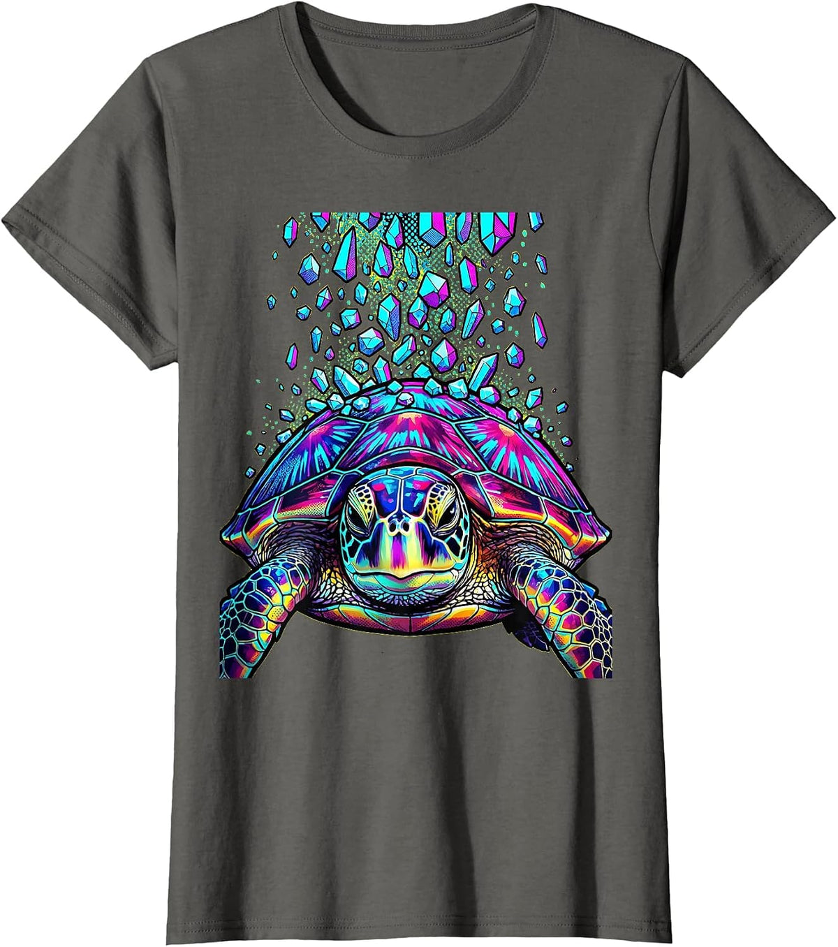 Women's Sea Turtle Salty Ocean Salt Crystal Graphic T-Shirt - Asphalt Grey