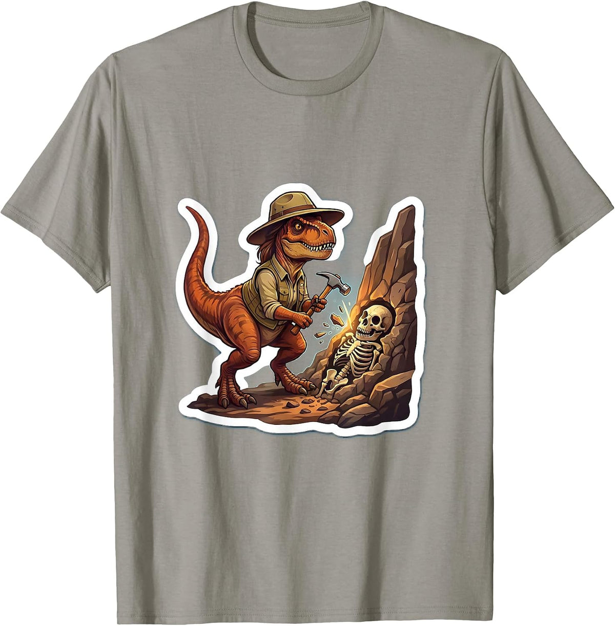 Men's Dinosaur Women Geologist Fossil Discovery Design T-Shirt - Slate Grey