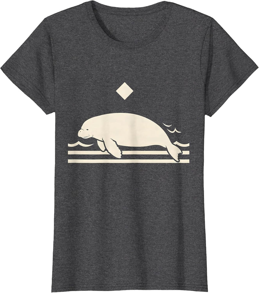 Women's Manatee Silhouette Funny Wildlife Lover Gift T-Shirt - Dark Heather Grey