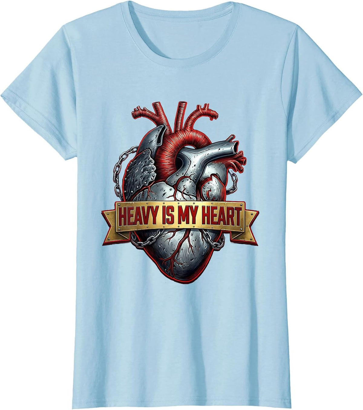 Heavy Is My Heart Heavy Metal Graphic Design T-Shirt - Baby Blue