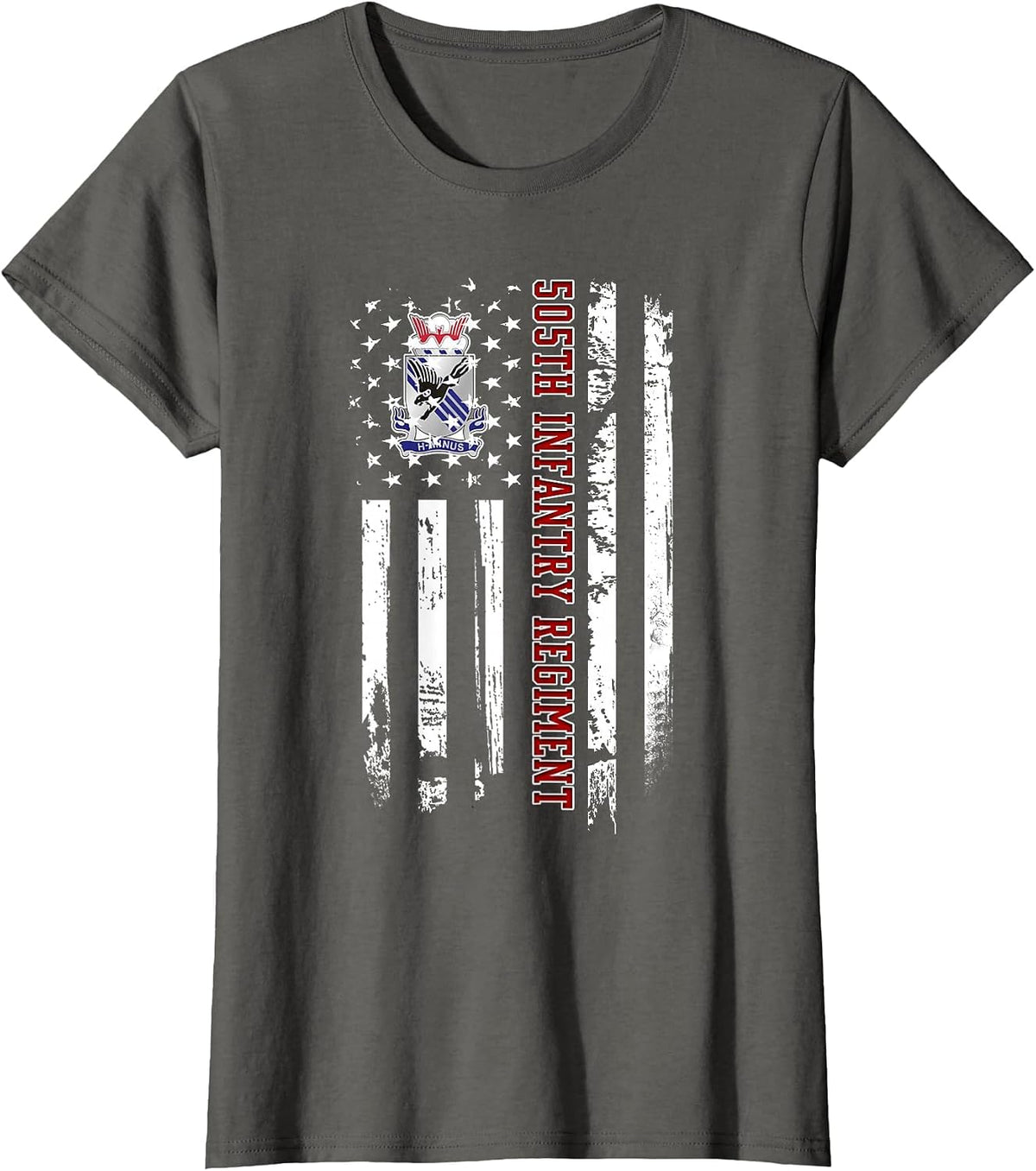 505th Infantry Regiment Veteran USA Flag Veterans Day Xmas T-Shirt - Asphalt Grey