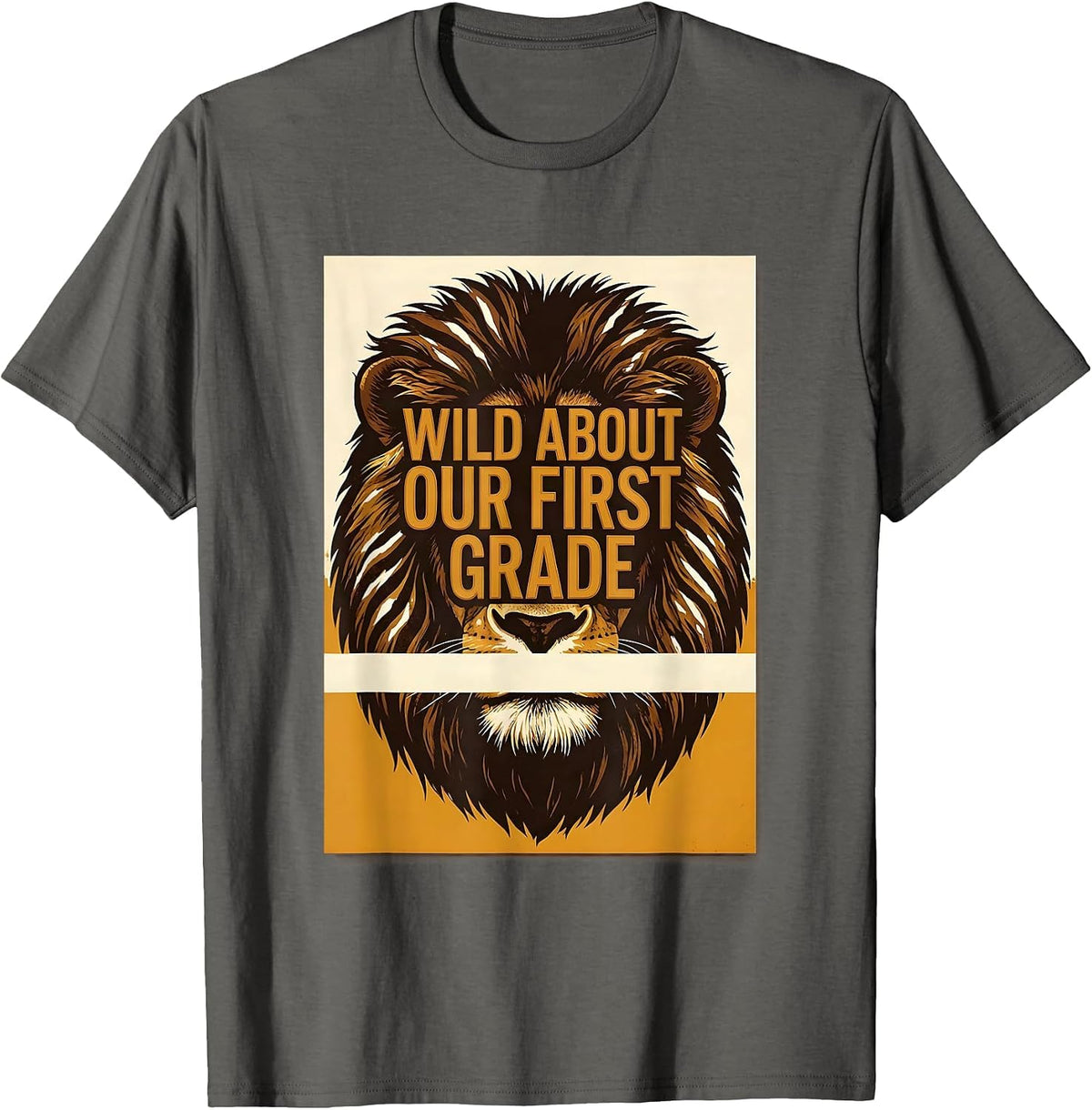 Wild About Our First Grade Animal Print Teacher Student Back T-Shirt - Asphalt Grey