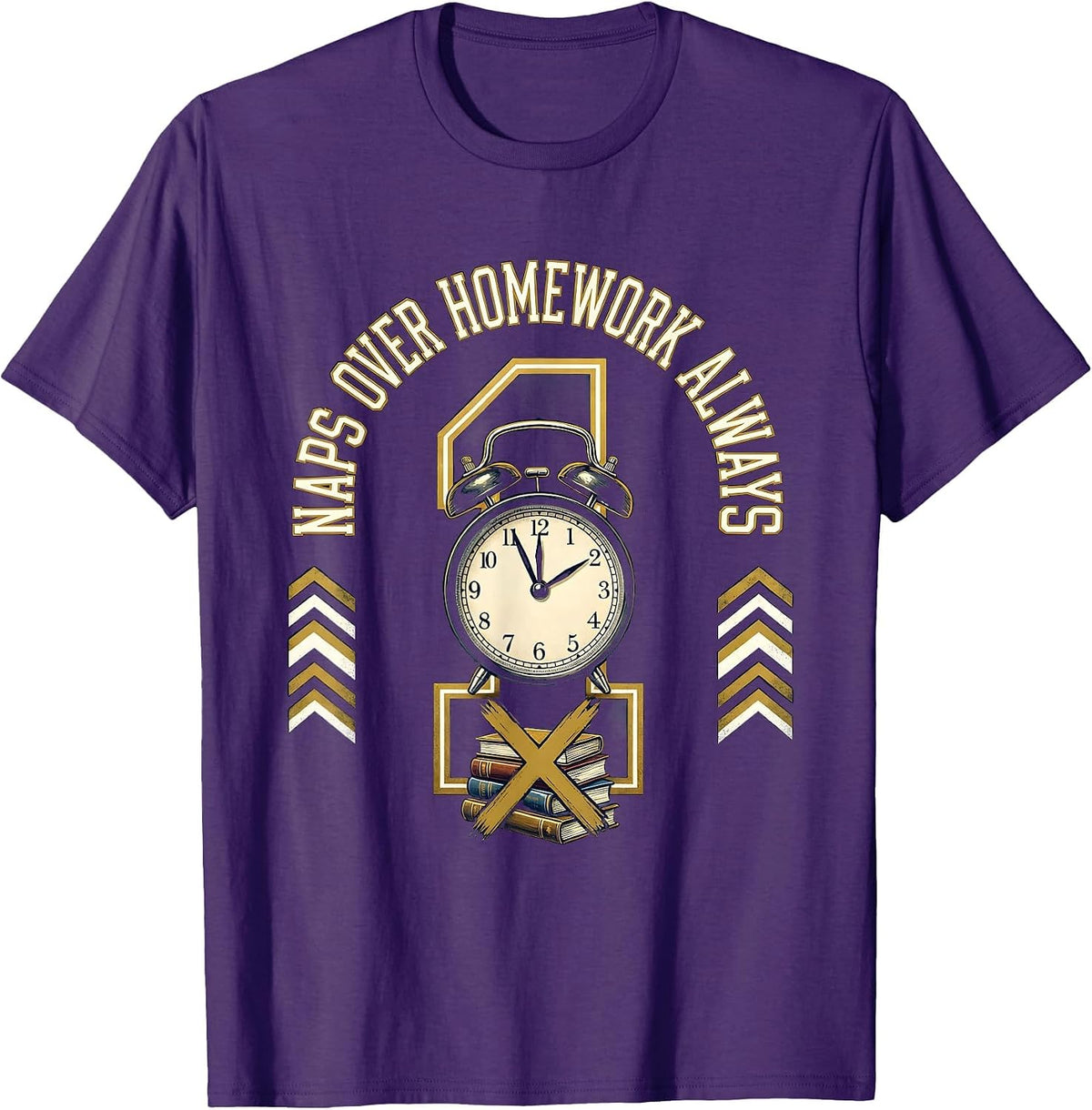 Naps Over Homework Always Back to School Design T-Shirt - Purple