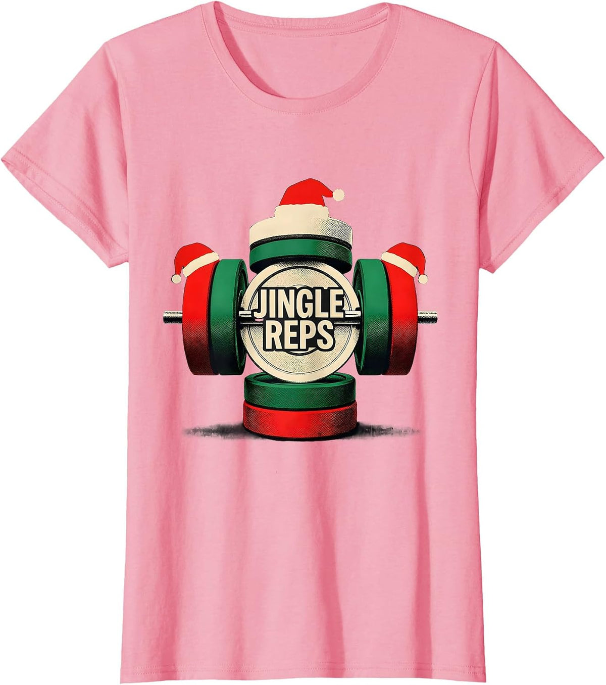 Women's Jingle Reps Funny Christmas Gym Weightlifting Fitness Gift T-Shirt - Pink