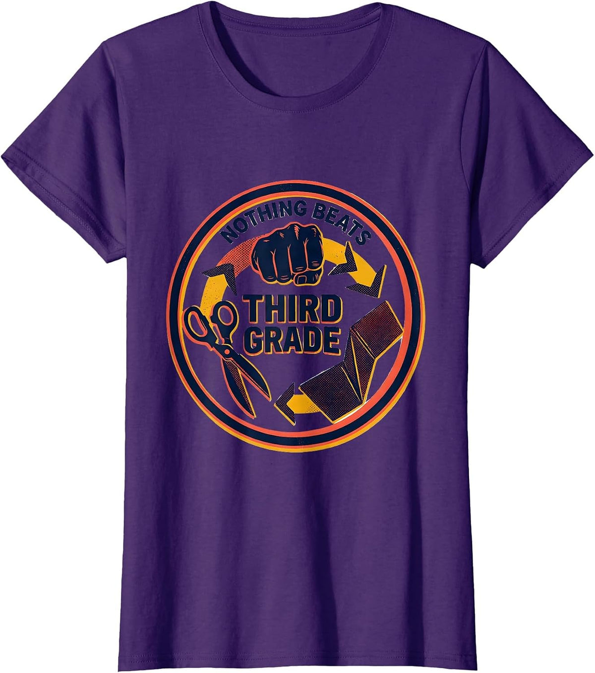 Women's Nothing Beats Third Grade Back to School Rock Paper Scissors T-Shirt - Purple