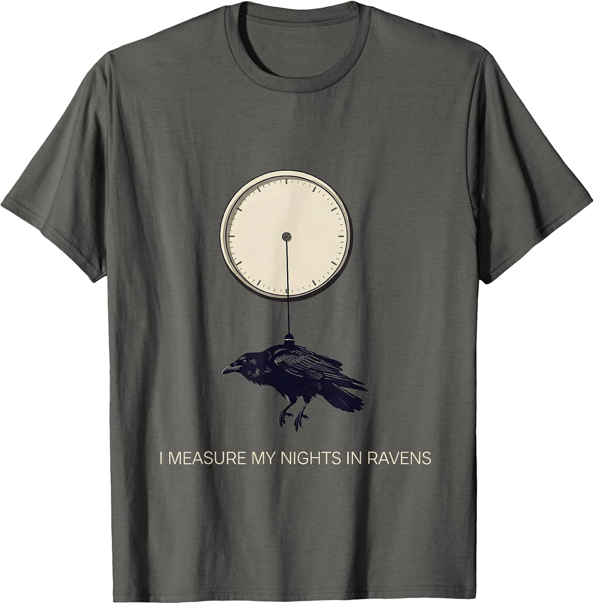 I Measure My Nights In Ravens Gothic Edgar Allan Poe Raven T-Shirt - Asphalt Grey