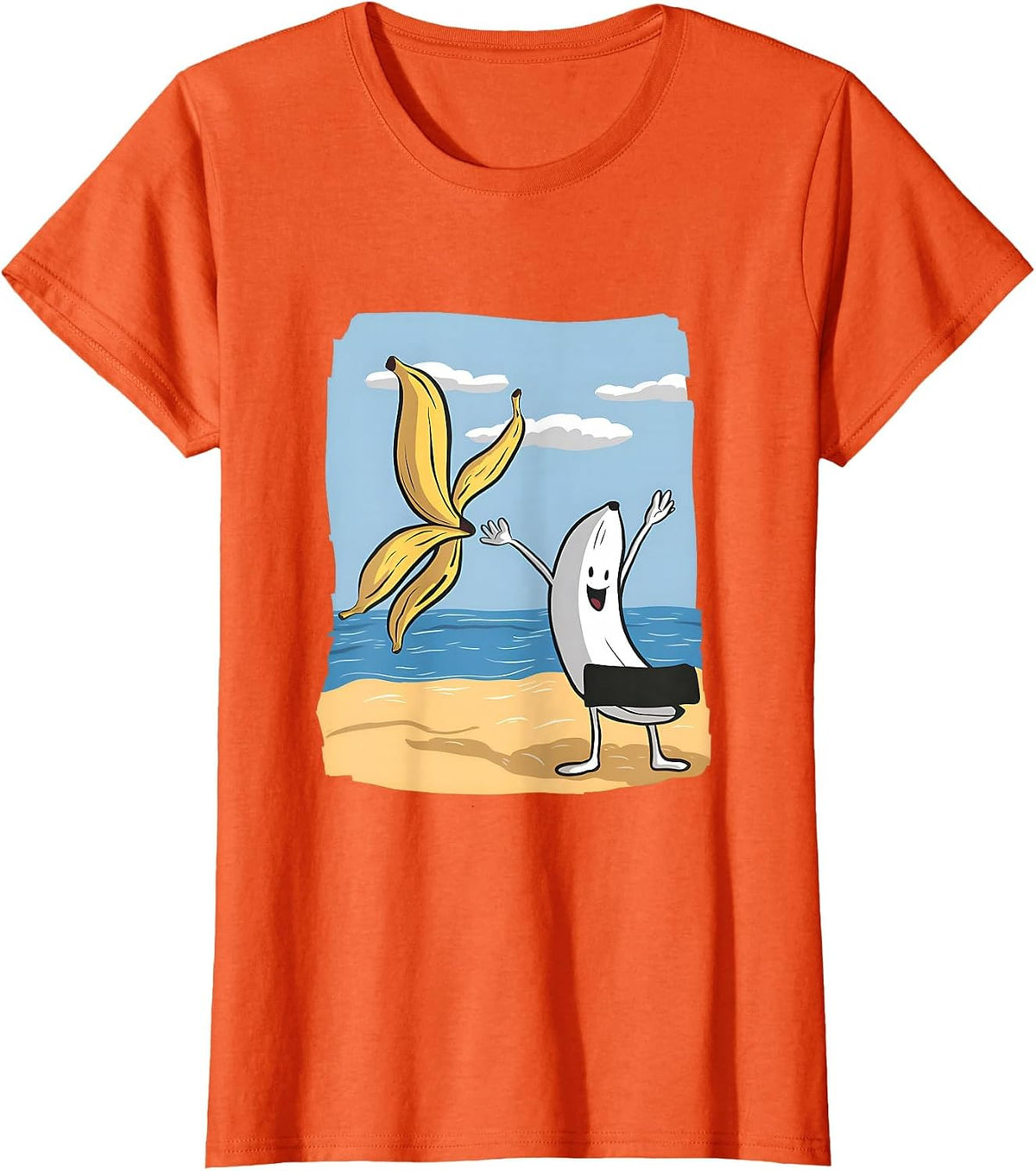 Funny Banana Throwing Off Peel Fathers Day, Birthday, Summer T-Shirt - Orange