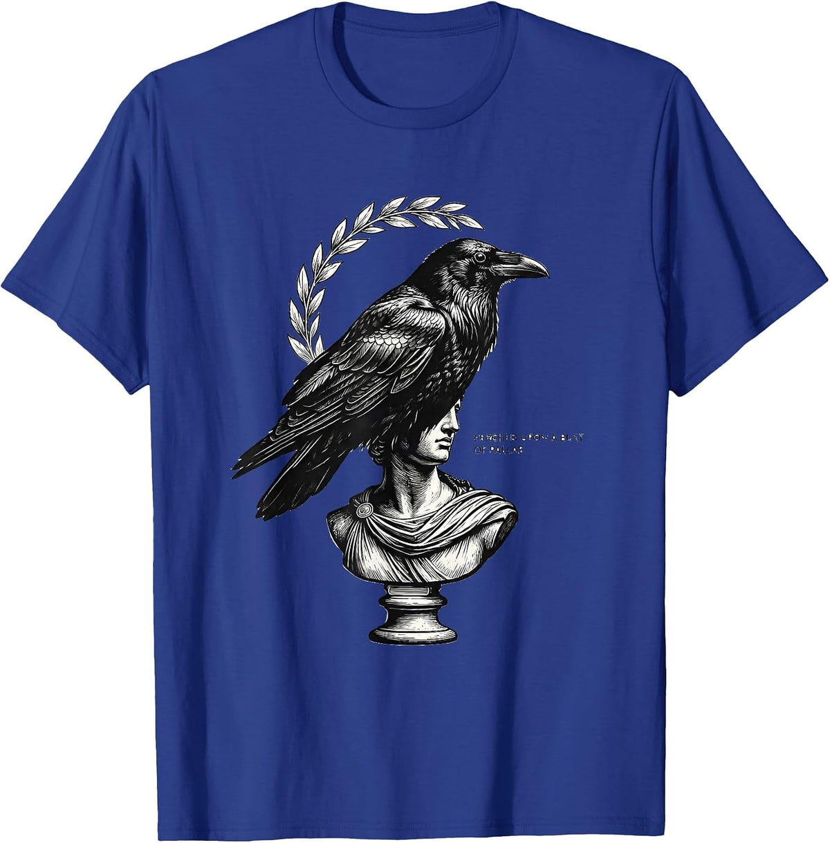 Men's Perched Upon A Bust Of Pallas Gothic Literary Raven Edgar T-Shirt - Royal Blue