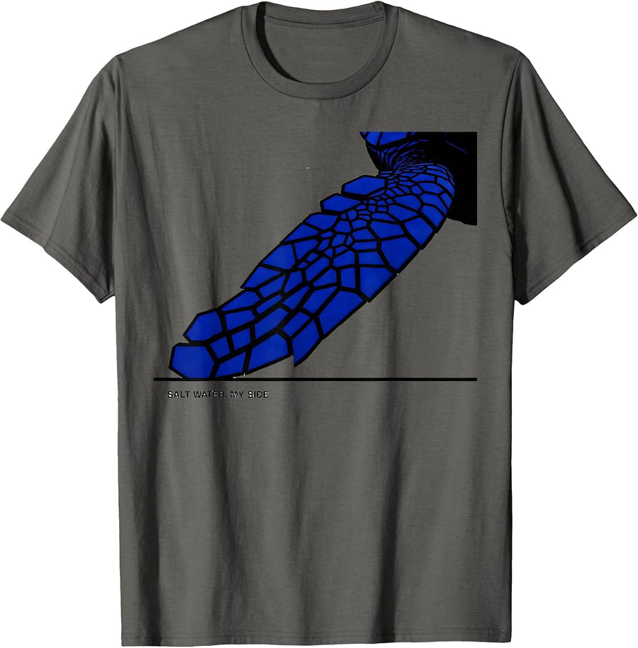 Salt Water, My Side Geometric Paddle Flipper Sea Turtle T-Shirt - Asphalt Grey