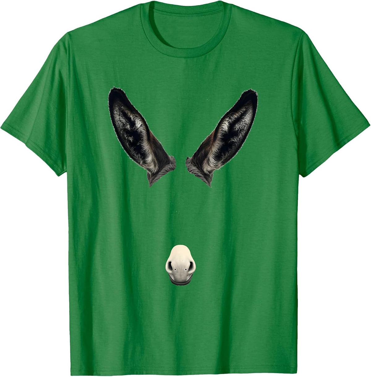 Men's Donkey Ears Funny Animal Lover Novelty Humor T-Shirt - Kelly Green