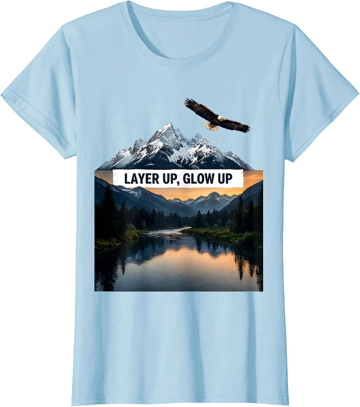 Women's Layer Up Glow Up K-Beauty Skincare Design T-Shirt - Baby Blue