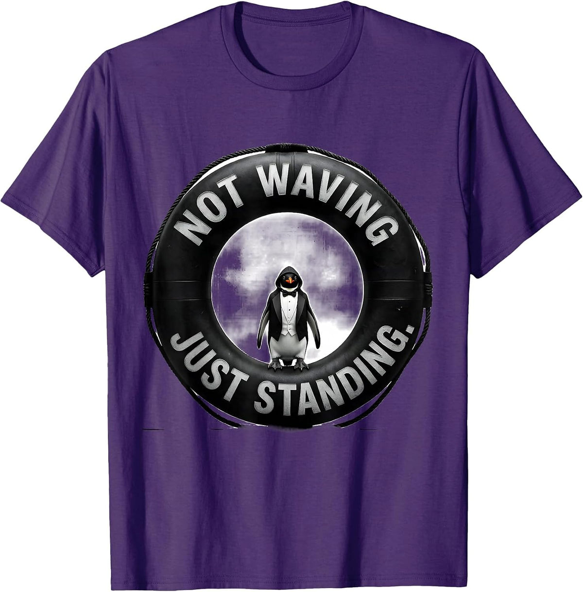 Not Waving Just Standing Funny Penguin Lover Gift T-Shirt - Purple