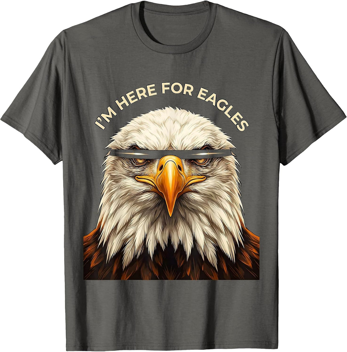 I'm Here For Eagles Funny Bald Eagle Sunglasses Bird Lover T-Shirt - Asphalt Grey