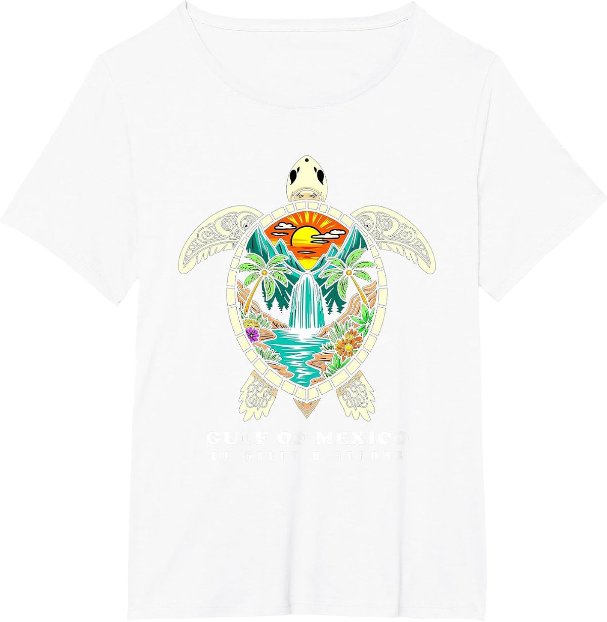 Retro Vintage Turtle Gulf of Mexico Be Salty and Strong T-Shirt - White