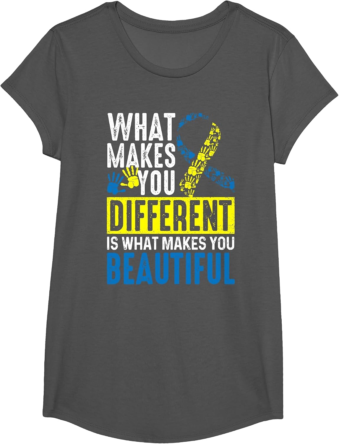 What Makes You Different is What Makes You Beautiful T-Shirt - Girls Asphalt Grey